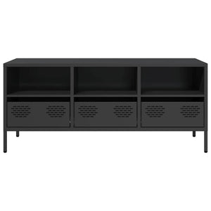 Schwarzer TV-Schrank aus Stahl, 101,5 cm