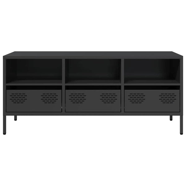 Schwarzer TV-Schrank aus Stahl, 101,5 cm