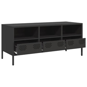 Schwarzer TV-Schrank aus Stahl, 101,5 cm
