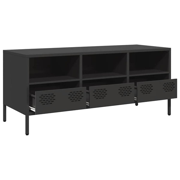 Schwarzer TV-Schrank aus Stahl, 101,5 cm