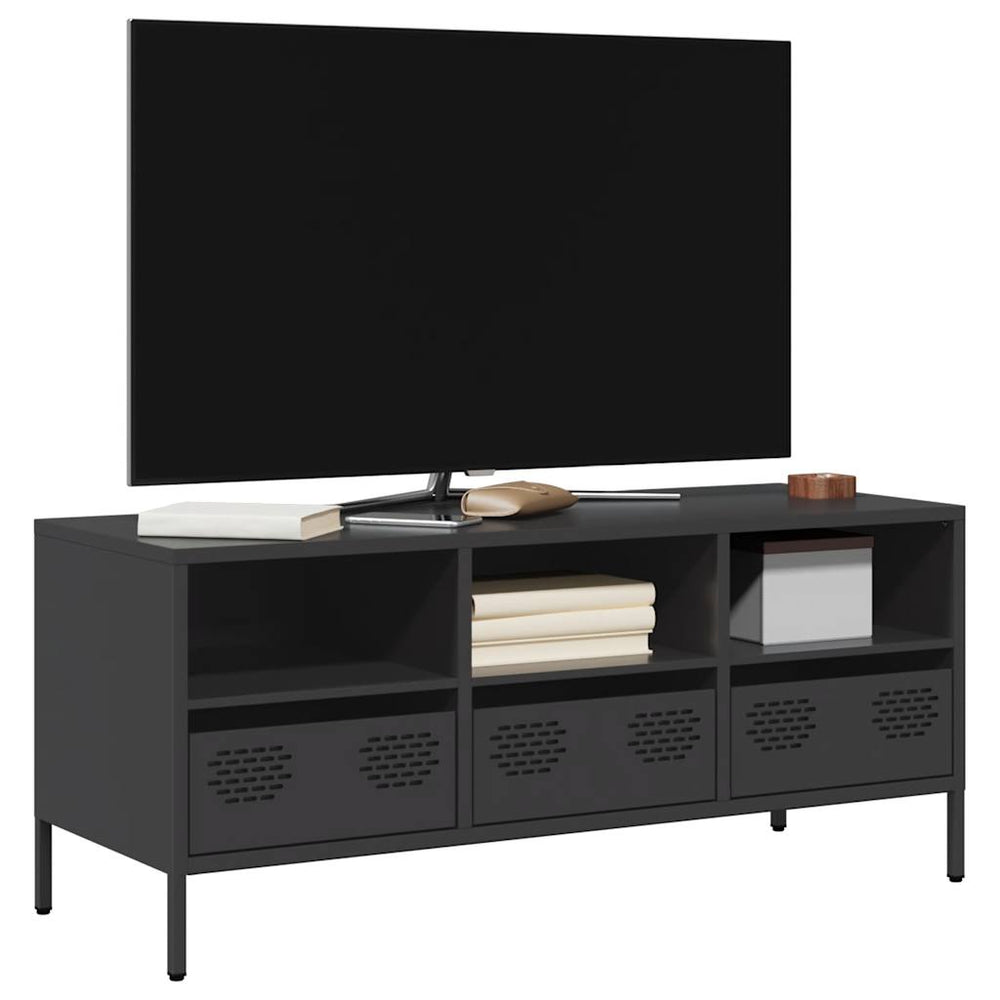 Schwarzer TV-Schrank aus Stahl, 101,5 cm