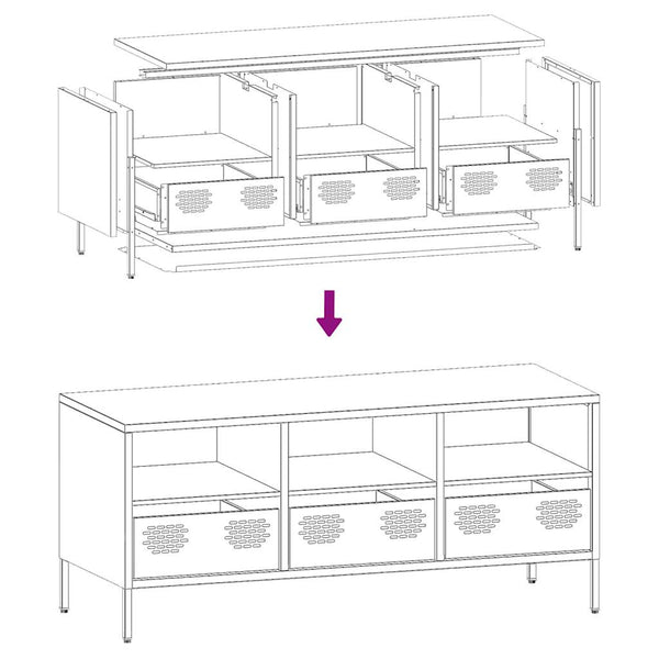 Anthrazit TV-Schrank aus Stahl – 101,5 cm