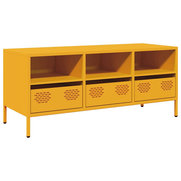 Senfgelber TV-Schrank aus Stahl, 101,5 cm