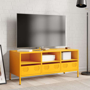 Senfgelber TV-Schrank aus Stahl, 101,5 cm