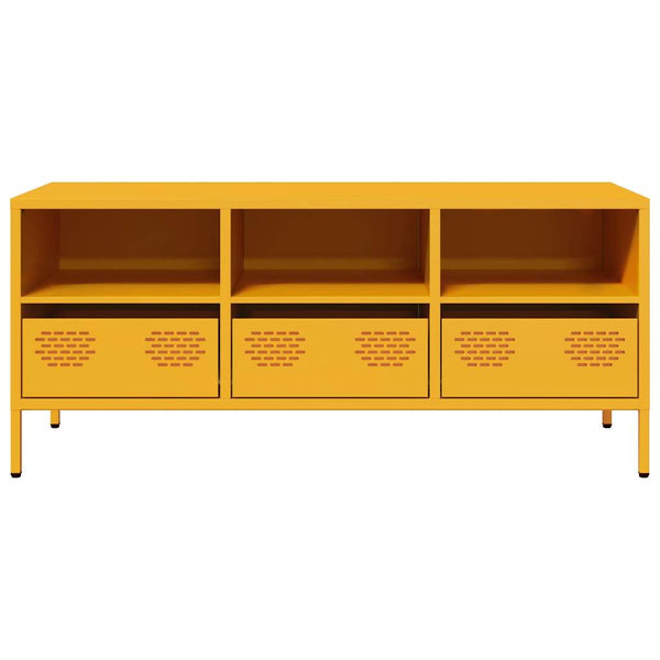 Senfgelber TV-Schrank aus Stahl, 101,5 cm