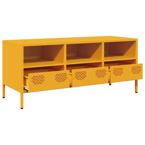 Senfgelber TV-Schrank aus Stahl, 101,5 cm
