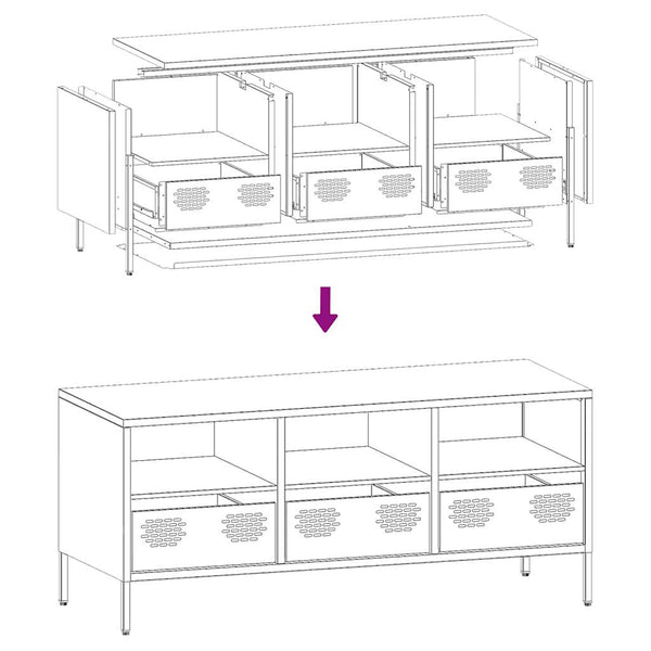 Senfgelber TV-Schrank aus Stahl, 101,5 cm