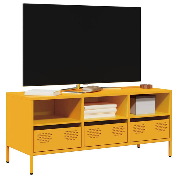 Senfgelber TV-Schrank aus Stahl, 101,5 cm