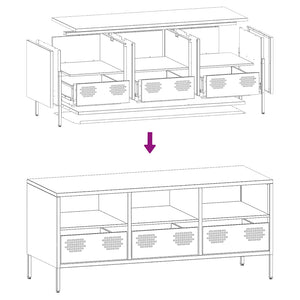 Weißer TV-Schrank aus Stahl, 101,5 cm