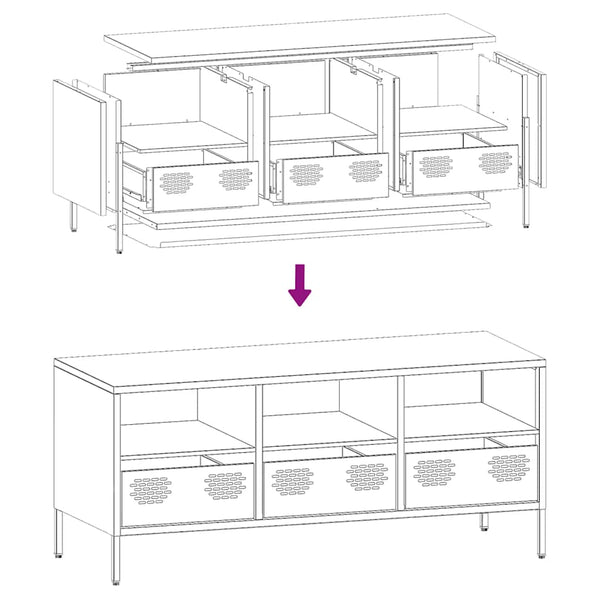 Weißer TV-Schrank aus Stahl, 101,5 cm