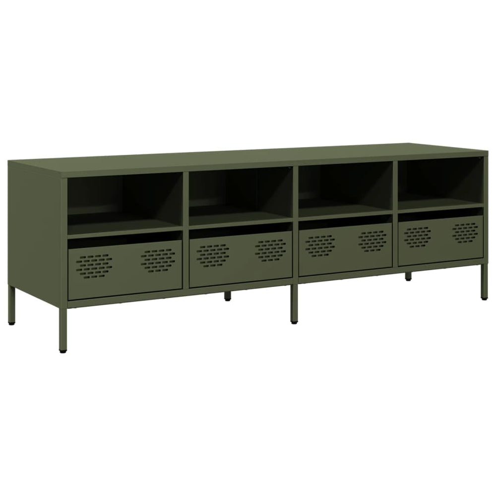 vidaXL Meuble TV Vert olive 135x39x43,5 cm Acier laminé à froid