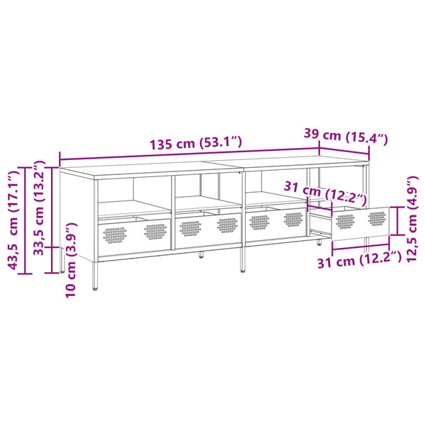TV-Schrank Olivgrün 135 cm Stahl