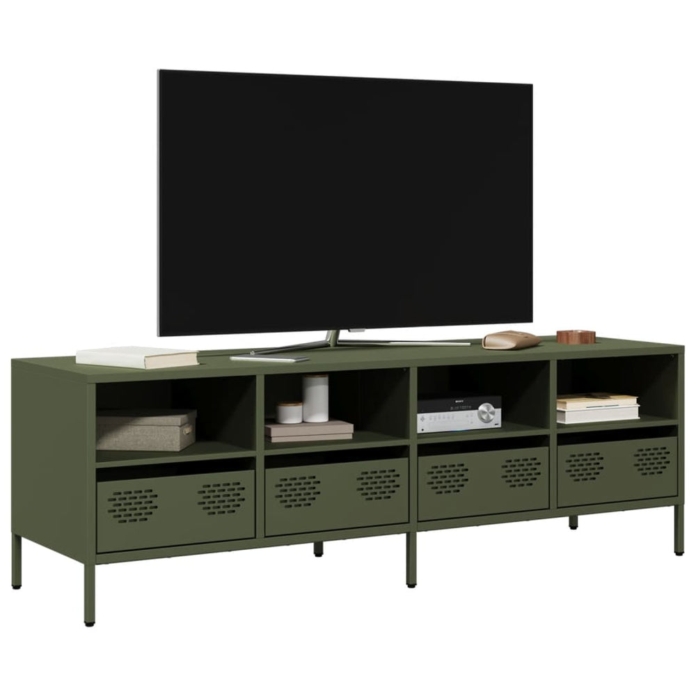 vidaXL Meuble TV Vert olive 135x39x43,5 cm Acier laminé à froid