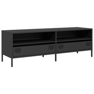 Schwarzer TV-Schrank aus Stahl, 135 cm