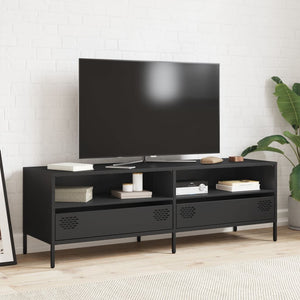 Schwarzer TV-Schrank aus Stahl, 135 cm