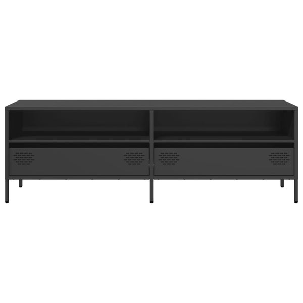 Schwarzer TV-Schrank aus Stahl, 135 cm