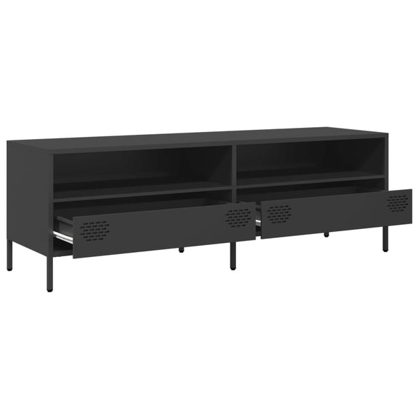 Schwarzer TV-Schrank aus Stahl, 135 cm