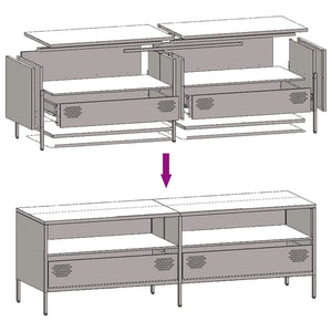 Schwarzer TV-Schrank aus Stahl, 135 cm