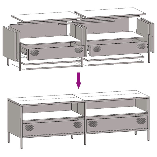 Schwarzer TV-Schrank aus Stahl, 135 cm
