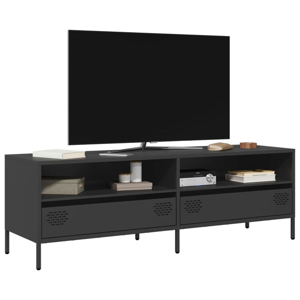 Schwarzer TV-Schrank aus Stahl, 135 cm