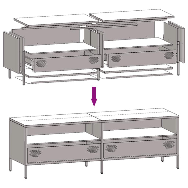 Rosa TV-Schrank 135 cm aus Stahl