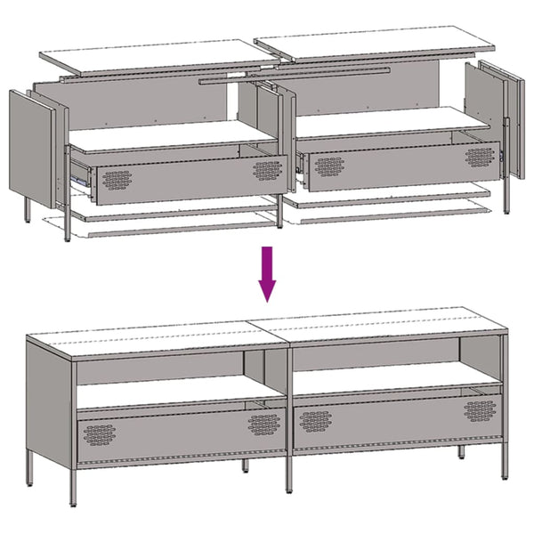Anthrazit TV-Schrank 135 cm aus Stahl