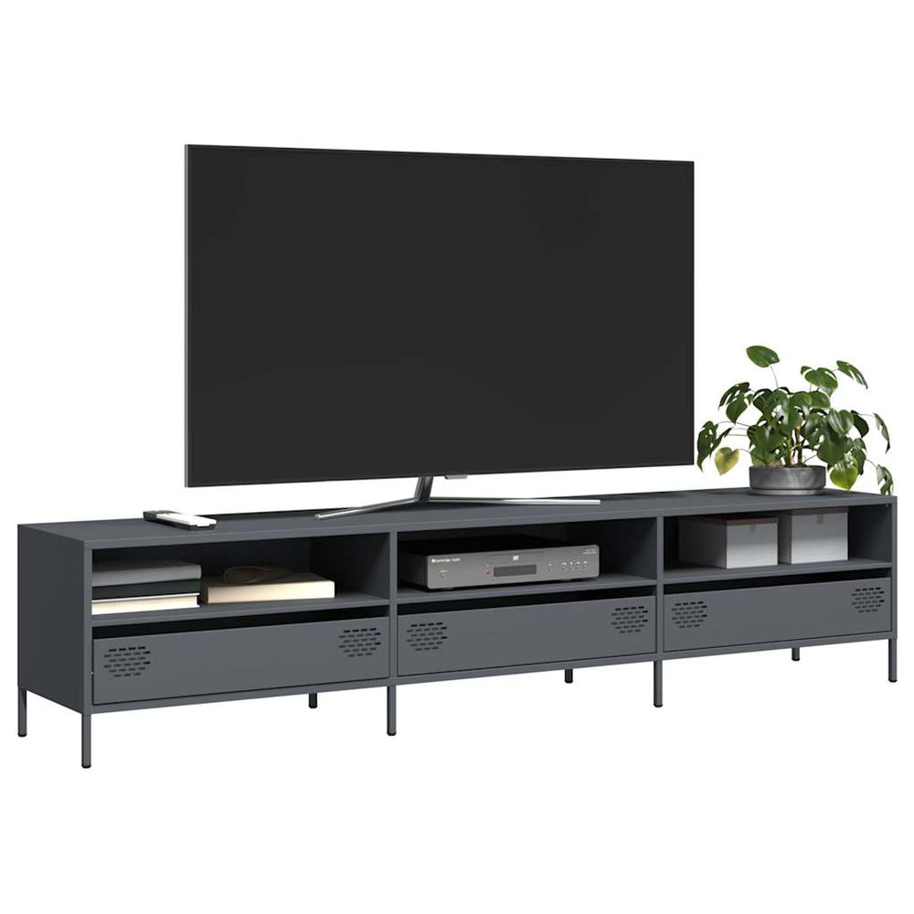 vidaXL Meuble TV anthracite 202x39x43,5 cm en acier laminé à froid