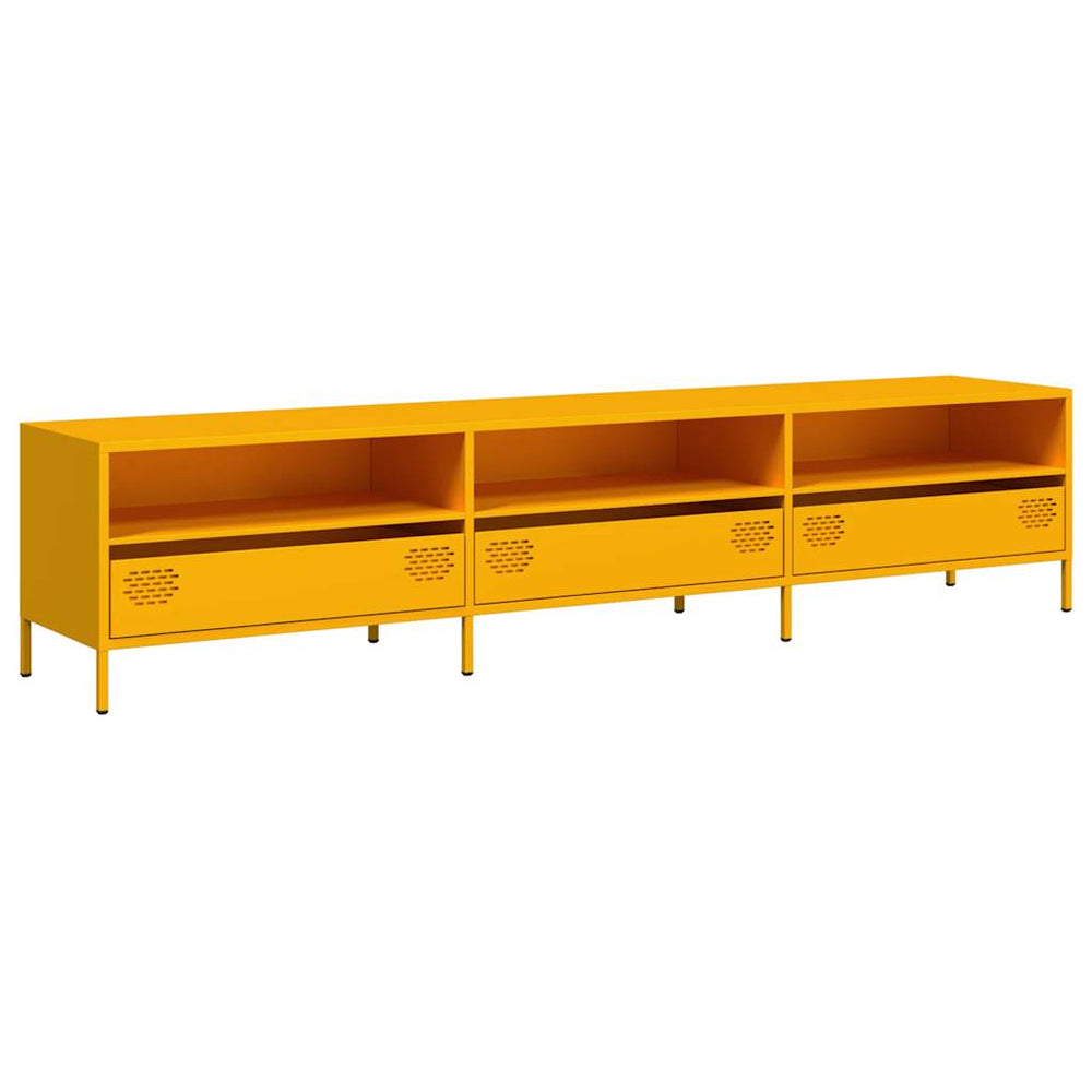 vidaXL Meuble TV moutarde 202x39x43,5 cm acier laminé à froid