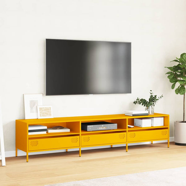 Senfgelber TV-Schrank, 202 cm, Stahl