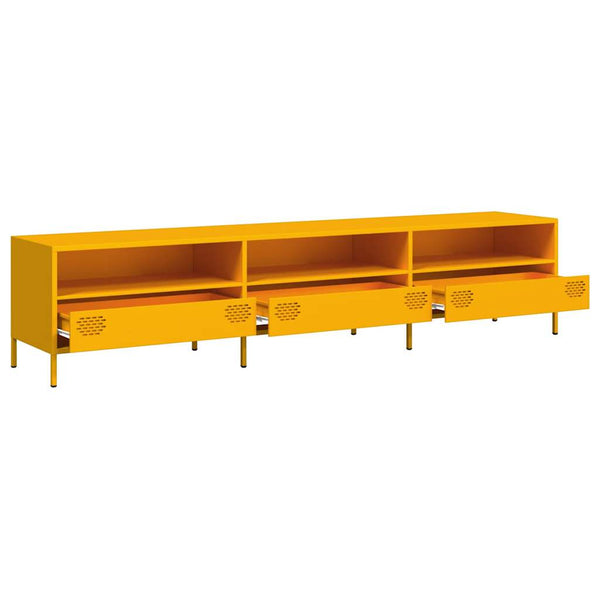 Senfgelber TV-Schrank, 202 cm, Stahl