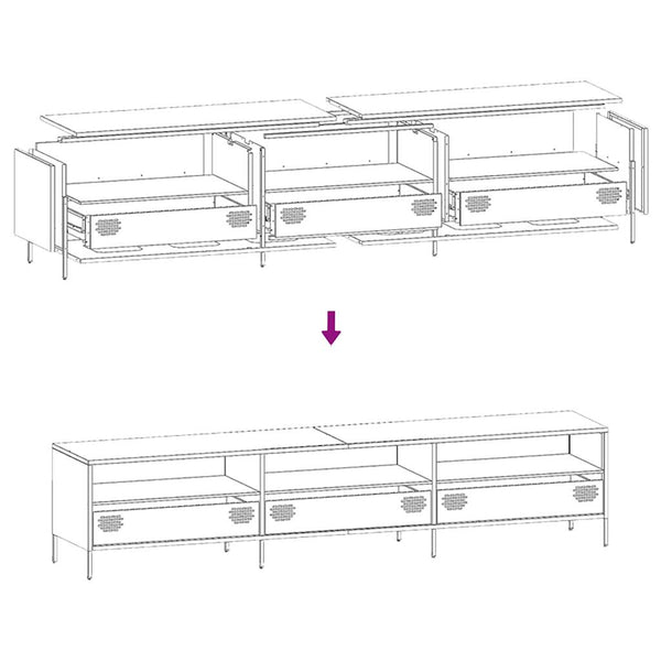 Senfgelber TV-Schrank, 202 cm, Stahl