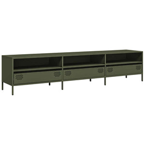 vidaXL Meuble TV vert olive 202x39x43,5 cm Acier laminé à froid