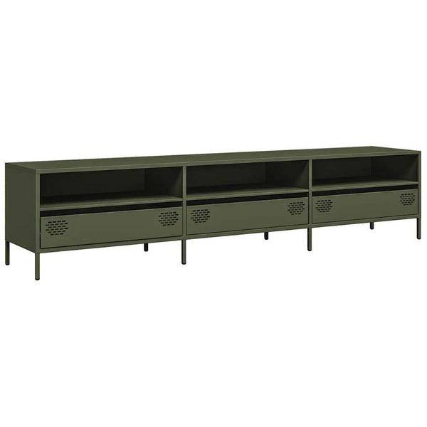 vidaXL Meuble TV vert olive 202x39x43,5 cm Acier laminé à froid