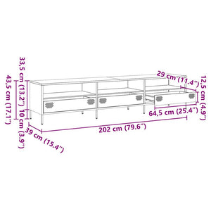 vidaXL Meuble TV vert olive 202x39x43,5 cm Acier laminé à froid