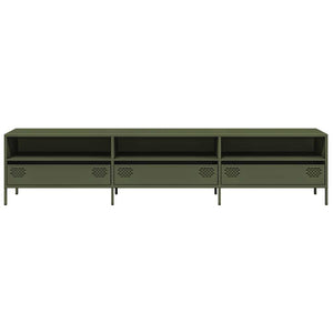 vidaXL Meuble TV vert olive 202x39x43,5 cm Acier laminé à froid