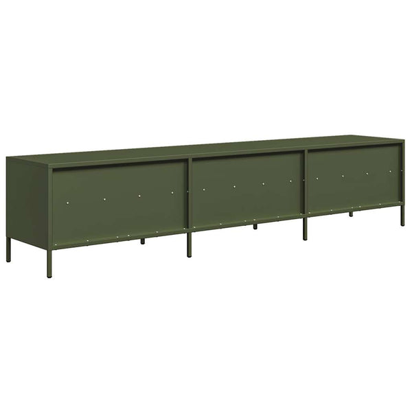 vidaXL Meuble TV vert olive 202x39x43,5 cm Acier laminé à froid