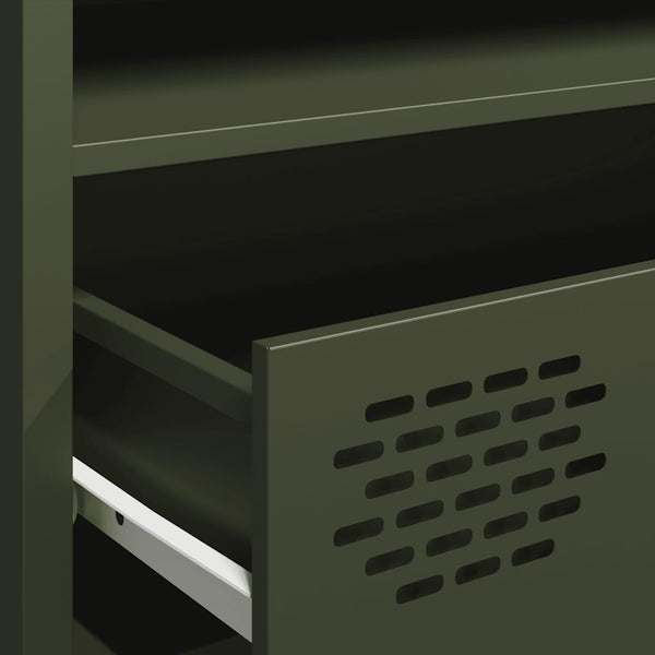vidaXL Meuble TV vert olive 202x39x43,5 cm Acier laminé à froid