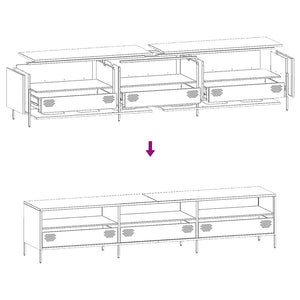 Weißer TV-Schrank aus Stahl, 202 cm