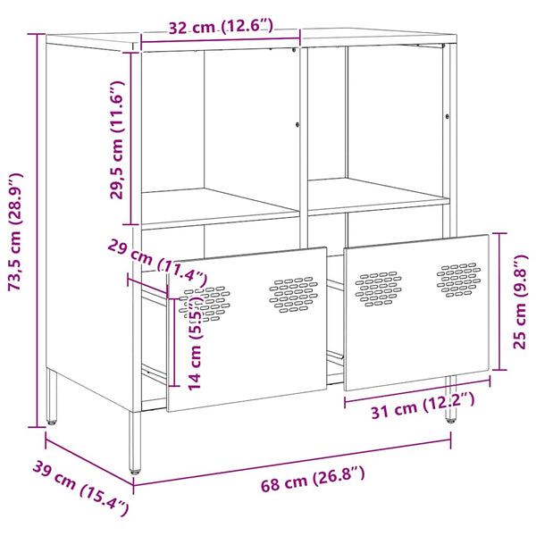 Schwarzes Sideboard 68 cm aus Stahl
