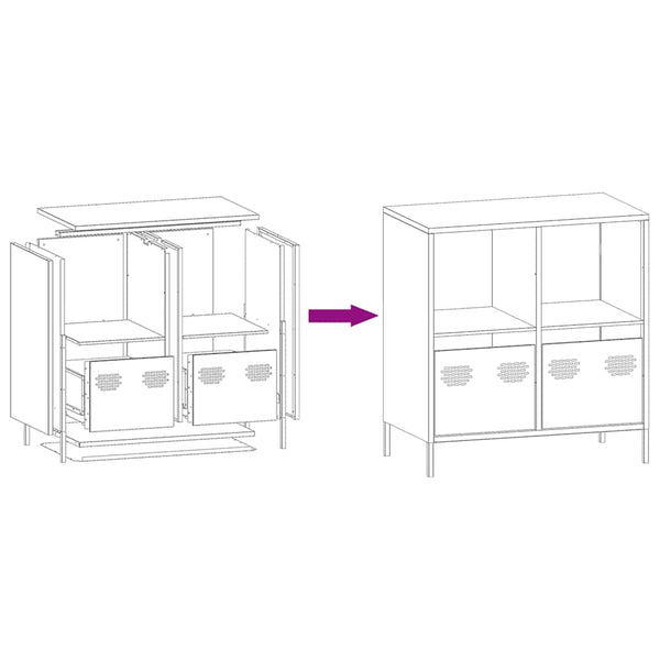 Schwarzes Sideboard 68 cm aus Stahl