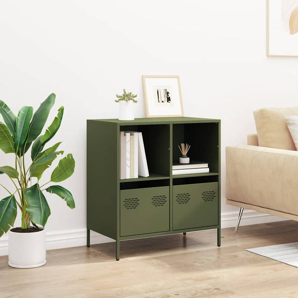 Olivgrünes Sideboard, 68 cm