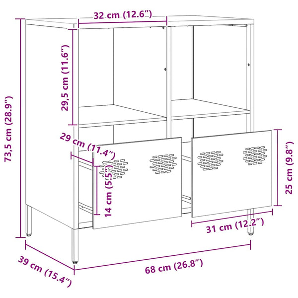 Olivgrünes Sideboard, 68 cm