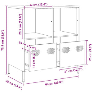Weißes Sideboard 68 cm Stahl