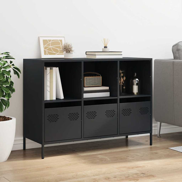 Schwarzes Sideboard aus Stahl, 101,5 cm