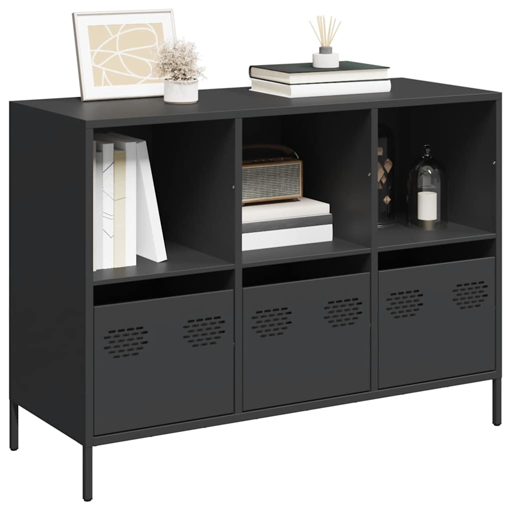 Schwarzes Sideboard aus Stahl, 101,5 cm