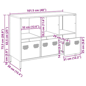 Senfgelbes Sideboard, 101,5 cm breit