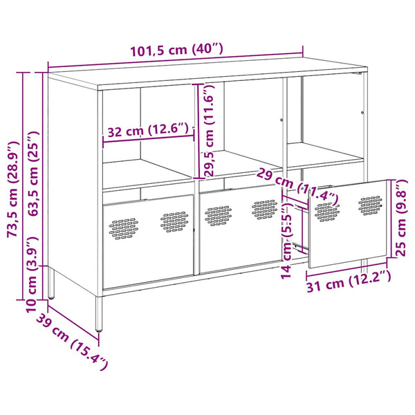 Weißes Sideboard aus Stahl, 101,5 cm