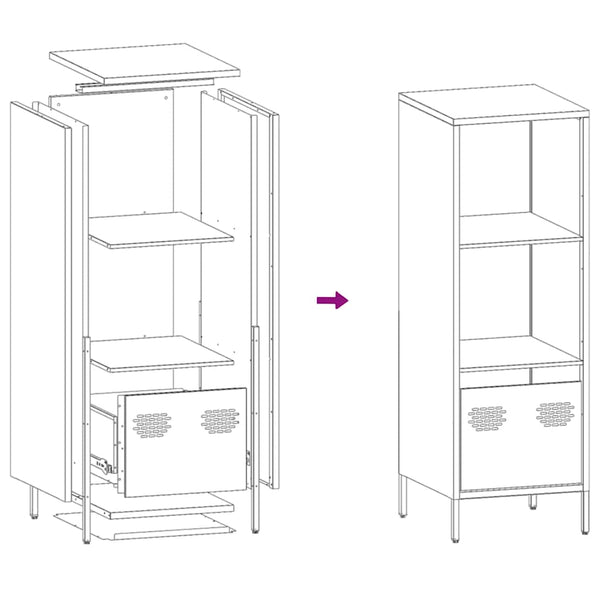 Schwarzes Highboard Stahl 35x39x103,5 cm