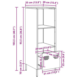 Highboard Rosa Stahl 35x39x103,5 cm
