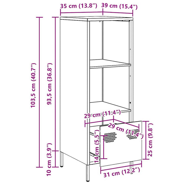 Highboard Rosa Stahl 35x39x103,5 cm